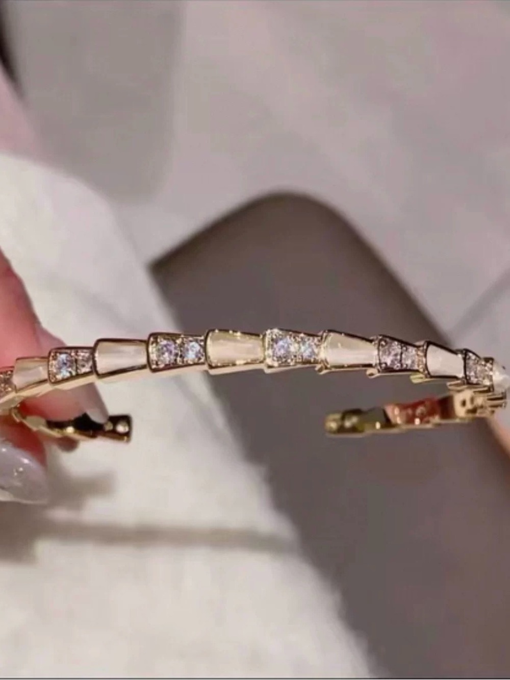 Gold Tone Crystal Bangle Bracelet – Women’s Jewelry
